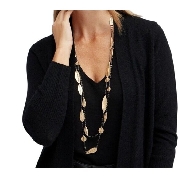 Chico's Gold Tone Leaf Multistrand Leaf Necklace Nature Ethereal Feminine $69 - Picture 1 of 8